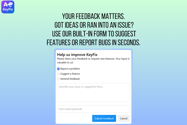 KeyFix feedback system